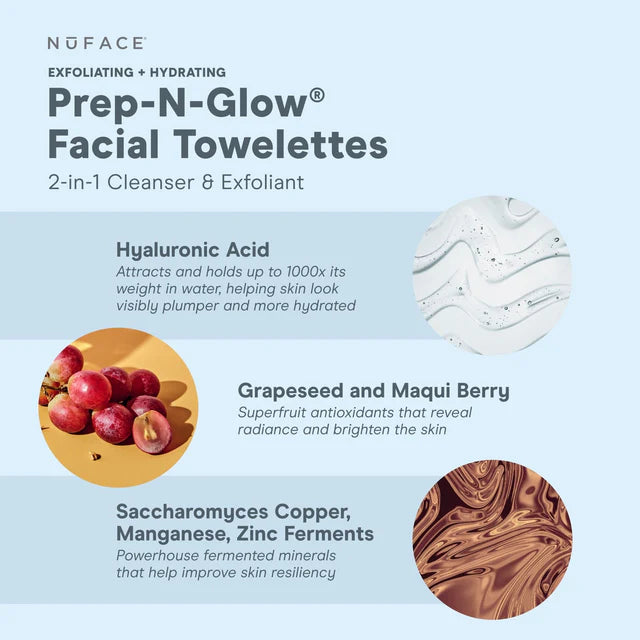 Prep-N-Glow® Exfoliating & Hydrating Facial Wipes
