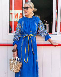Lillian Dress in PF + Pencil & Paper Co. Embroidered Hens