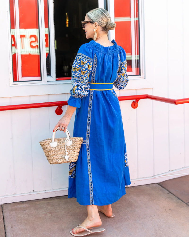 Lillian Dress in PF + Pencil & Paper Co. Embroidered Hens