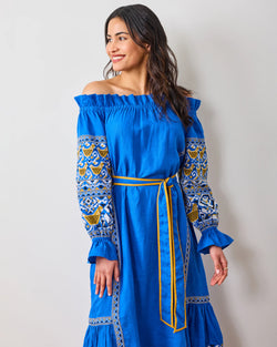 Lillian Dress in PF + Pencil & Paper Co. Embroidered Hens