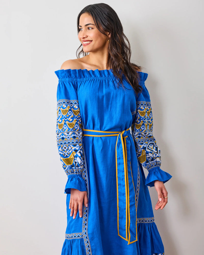 Lillian Dress in PF + Pencil & Paper Co. Embroidered Hens