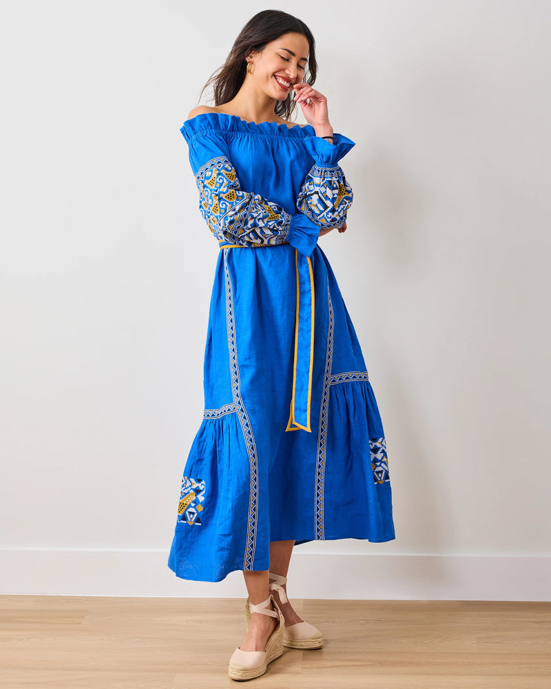 Lillian Dress in PF + Pencil & Paper Co. Embroidered Hens