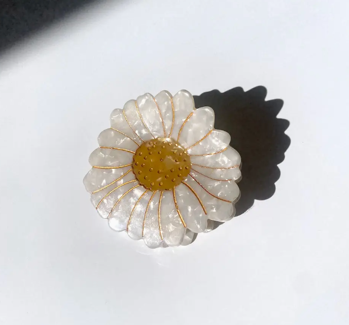 Hand-Painted Daisy Flower Claw Hair Clip