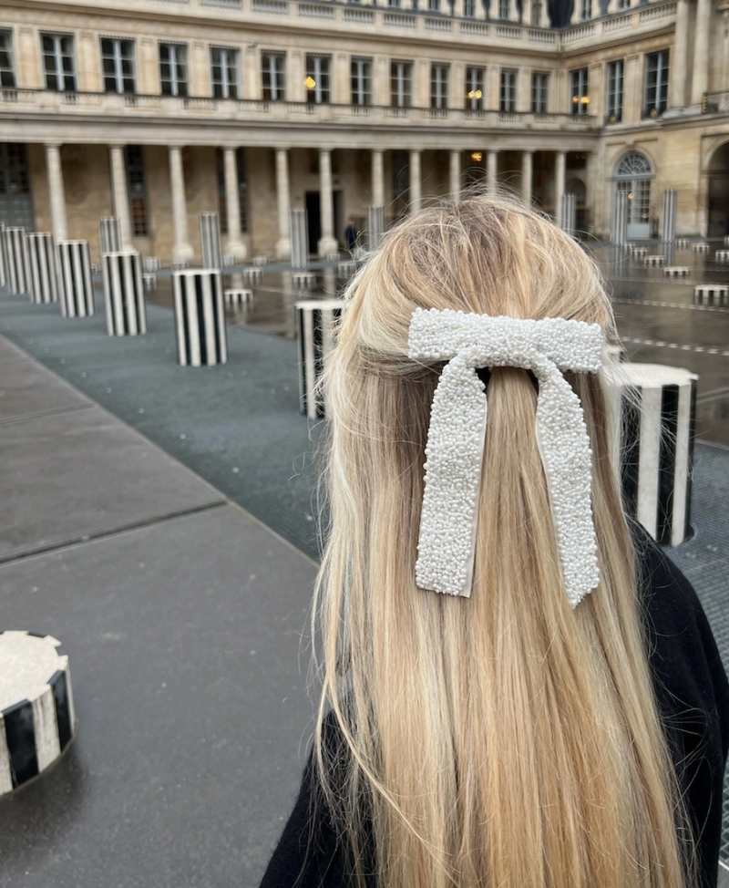 Embellished Hair Bow Barrette Clip | Hand-Stitched