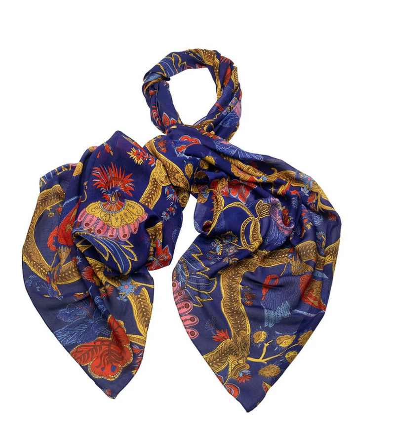 Climbing Peacock Royal Blue Scarf