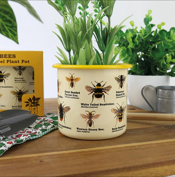 Bee Enamel Plant Pot