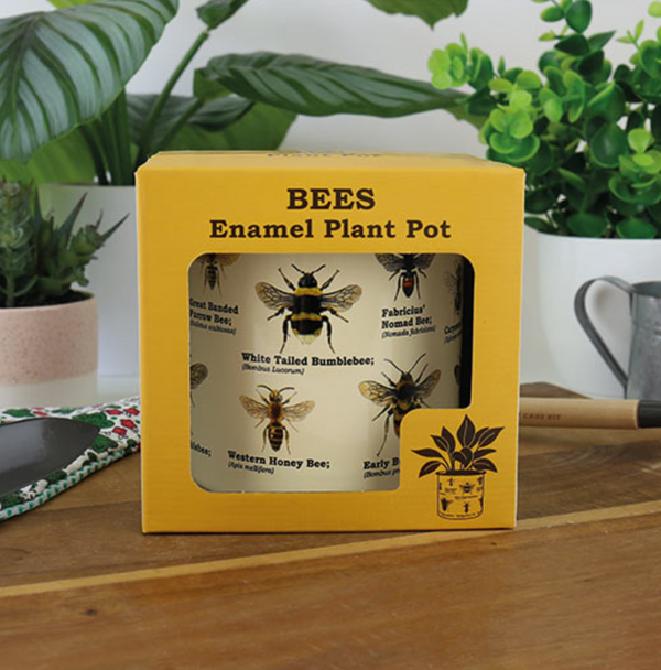 Bee Enamel Plant Pot