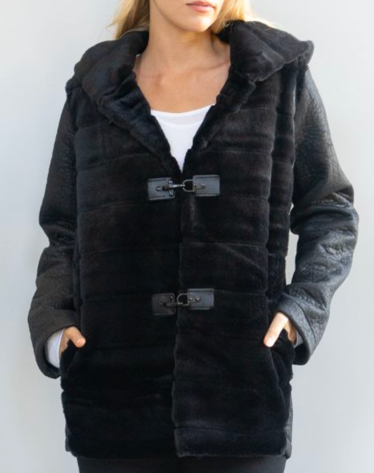 FAUX FUR HOODED JACKET