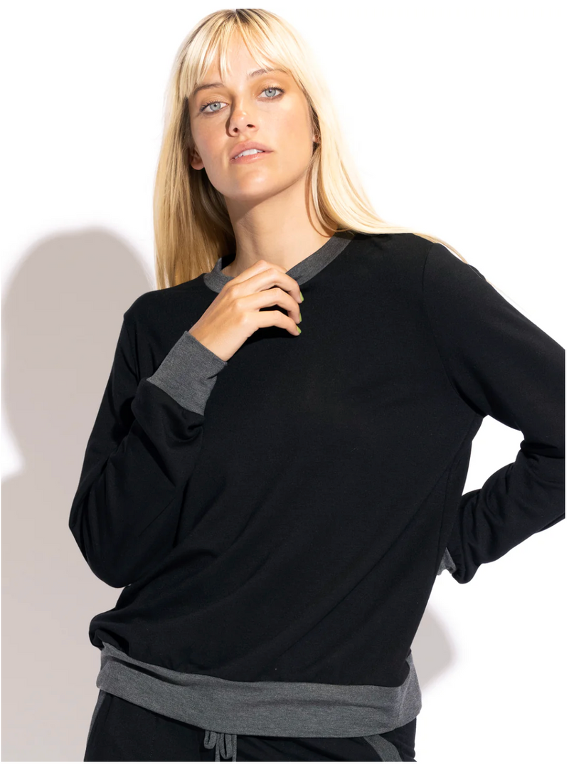 SAMANTHA TWO TONE CREWNECK PULLOVER