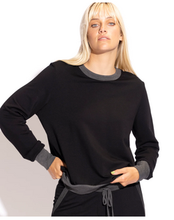 SAMANTHA TWO TONE CREWNECK PULLOVER