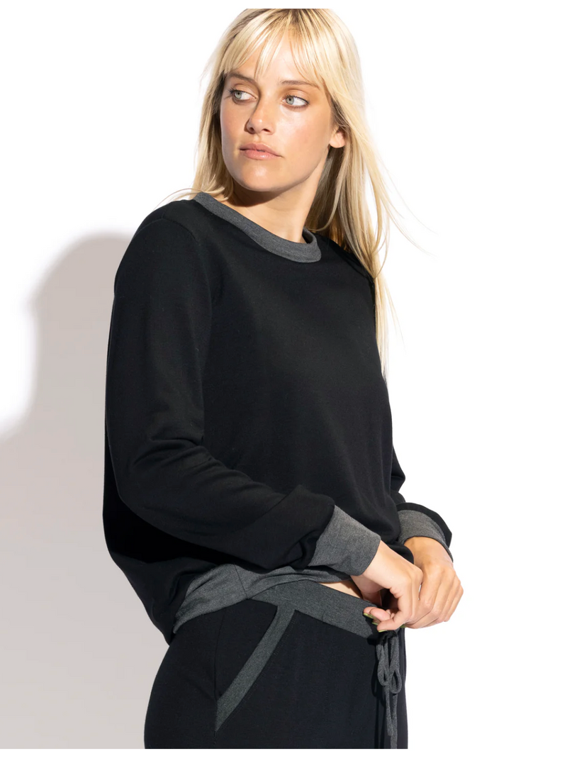 SAMANTHA TWO TONE CREWNECK PULLOVER