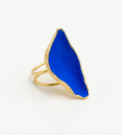 Pop in Darkblue  Large Gold Plated Ring New Collection