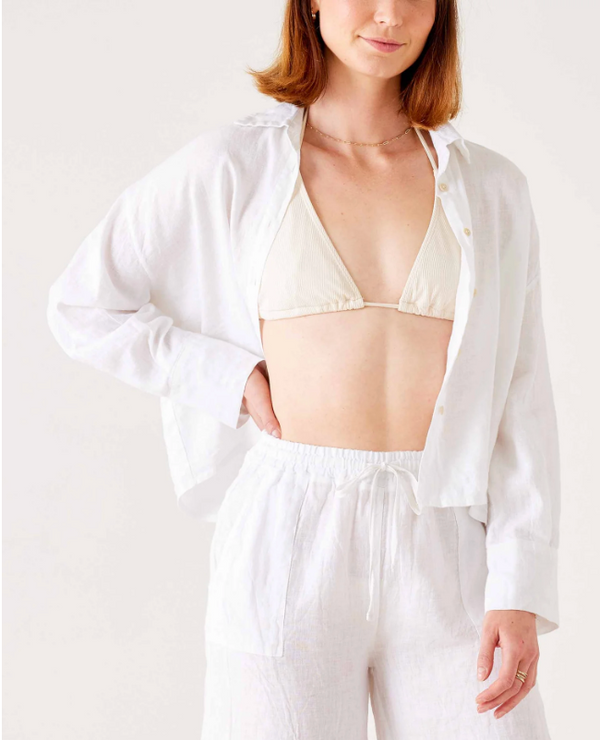 Hermosa Linen Boxy Button Up
