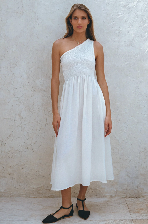 Alina One Shoulder Linen Dress