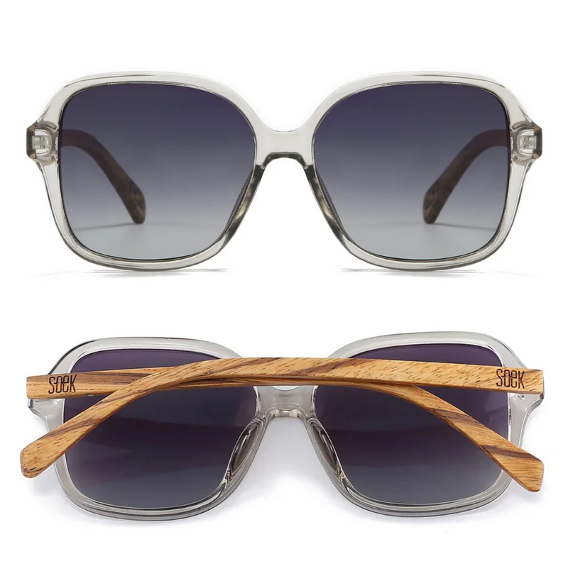 SCARLETT GREY MIST Grey Lens l Walnut Wood Arms