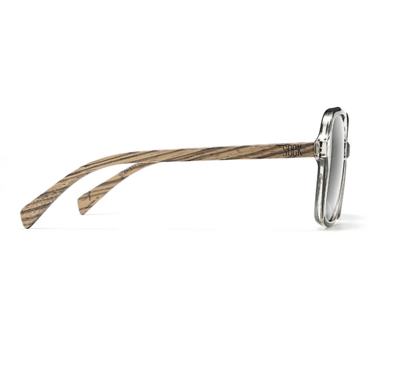 SCARLETT GREY MIST Grey Lens l Walnut Wood Arms