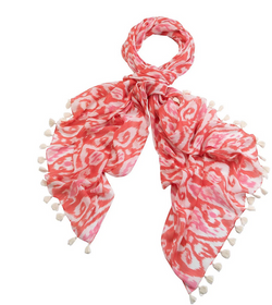 Ikat Pink Scarf with Tassels