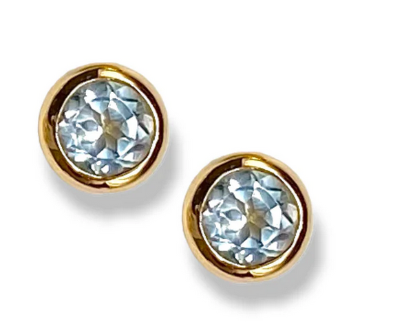 Sky Blue Topaz Gemstone Studs in Silver