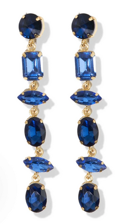 Ombre 5 Tier Crystal Post EarringsOmbre Dangle Earrings Blue
