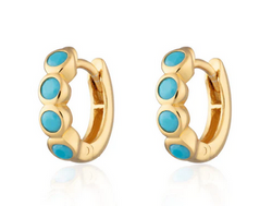 Bezel Huggie Earrings with Turquoise Stones