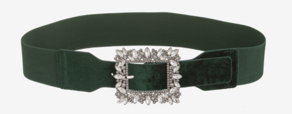 Jeweled Buckled Belt : Emerald + Black