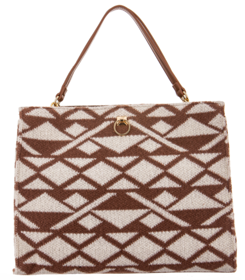 Sherpa Handbag : Black + White &  Brown + White