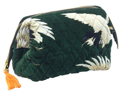 Heron Forest Green Velvet Pouch