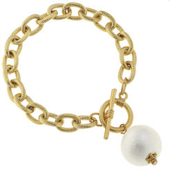 Gold and Pearl Toggle Bracelet