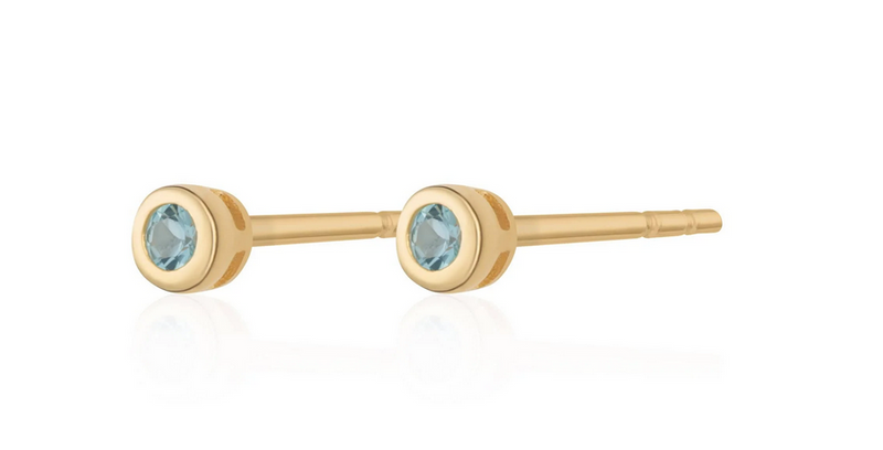 Gold Plated December Birthstone Stud Earrings (Blue Topaz)