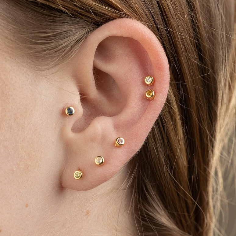 Gold Plated January Birthstone Stud Earrings (Garnet)