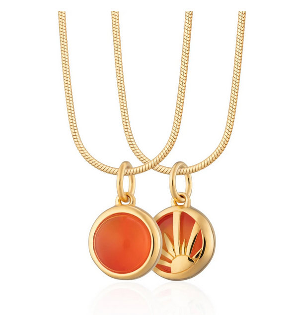 Gold Plated Orange Agate Harmony Stone Necklace