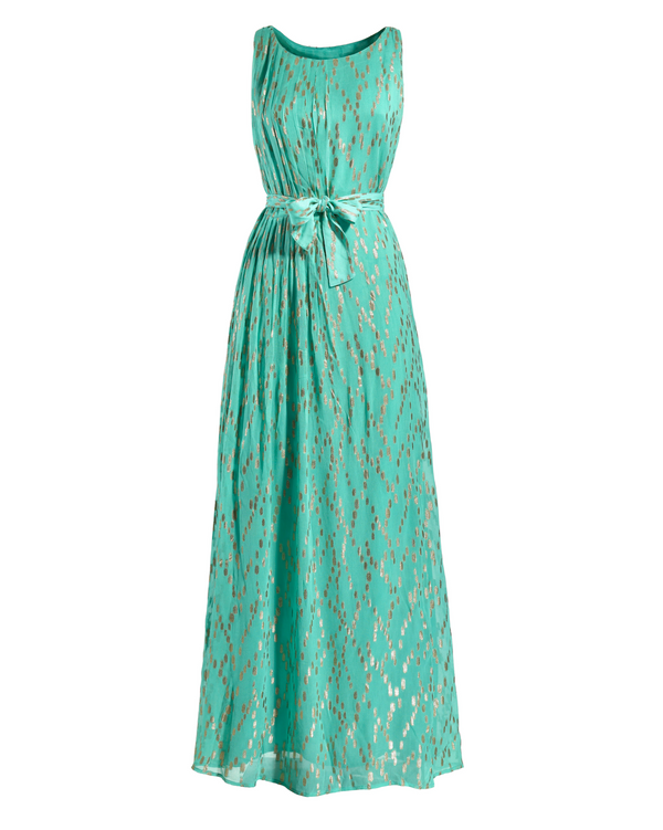 Turquoise & Gold Maxi Dress