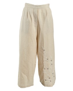 Embroidered Cream Pants