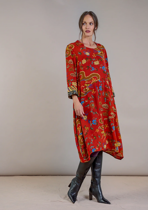 Dragon Rust Asymmetric Dress