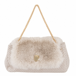 Striped Purse with Faux Fur Accents