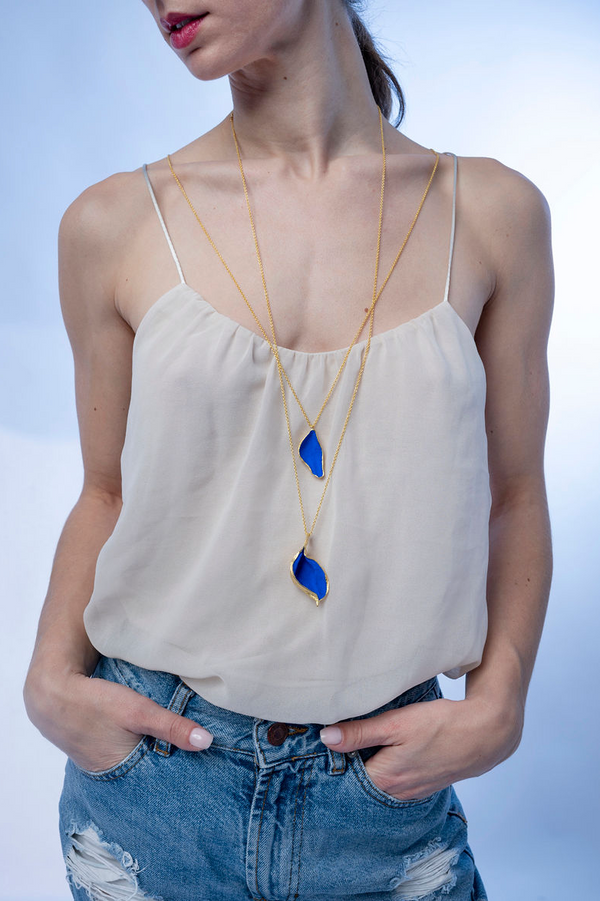 Pop in Dark Blue Gold Plated Necklace New Collection