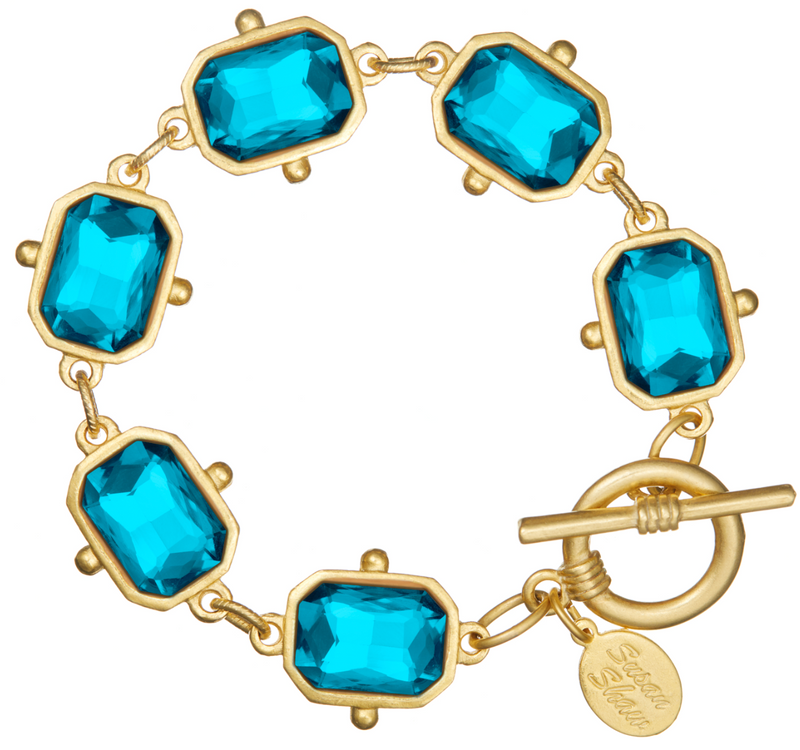 Handcast Gold Rectangle Crystal Bracelet