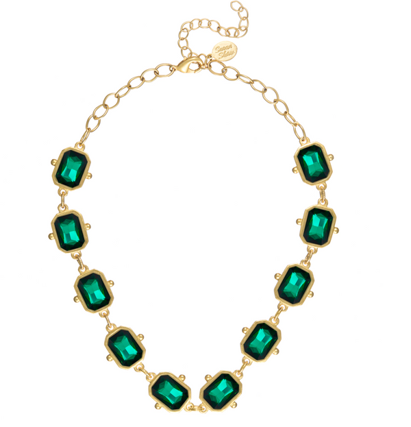 Handcast Gold Rectangle Crystal Choker Necklace