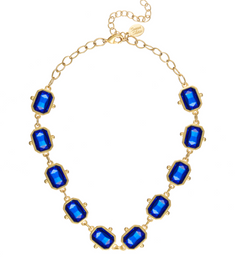Handcast Gold Rectangle Crystal Choker Necklace
