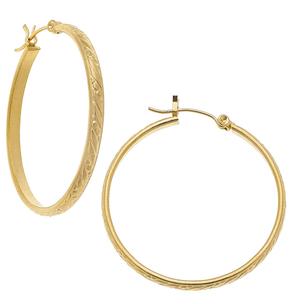 Handcast Textured Hoop Earrings