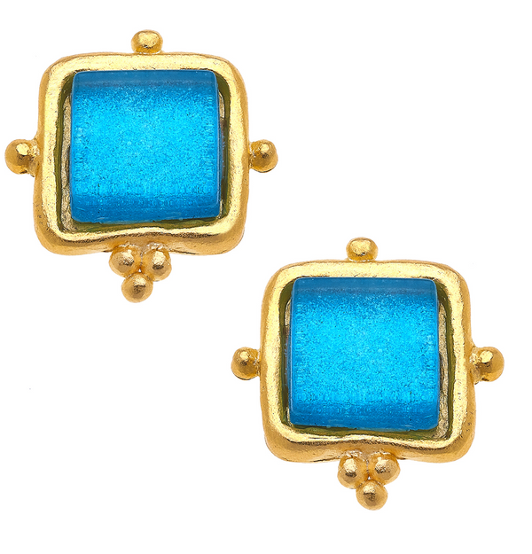 Handcast Gold and French Glass Earrings