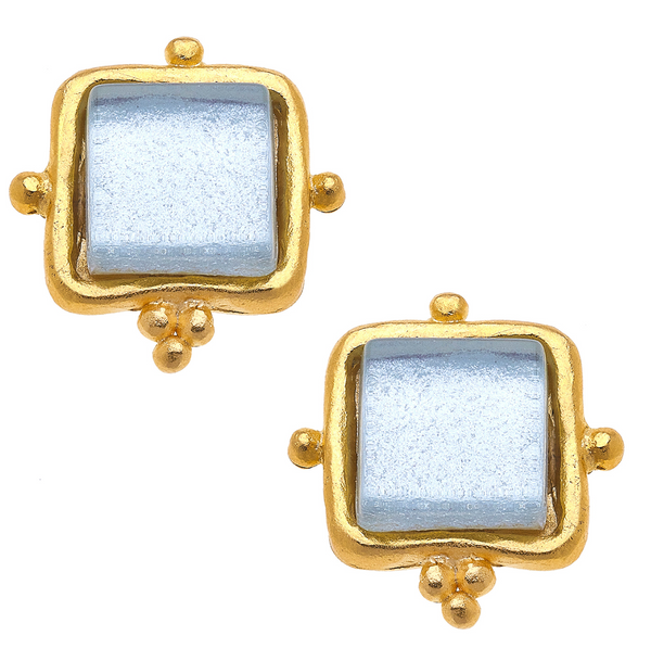 Handcast Gold and French Glass Earrings