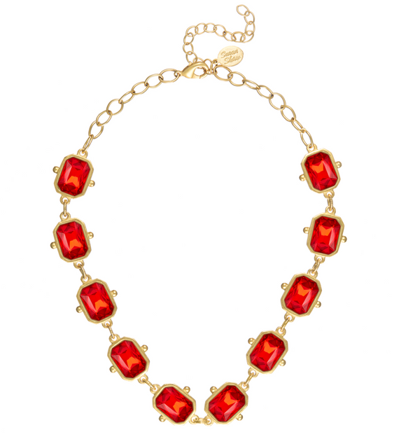 Handcast Gold Rectangle Crystal Choker Necklace
