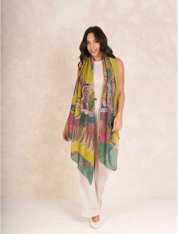 Crane Olive Scarf
