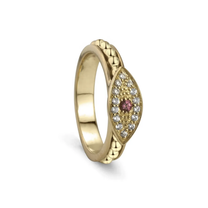 Nazar Evil Eye  Yellow Gold Ring