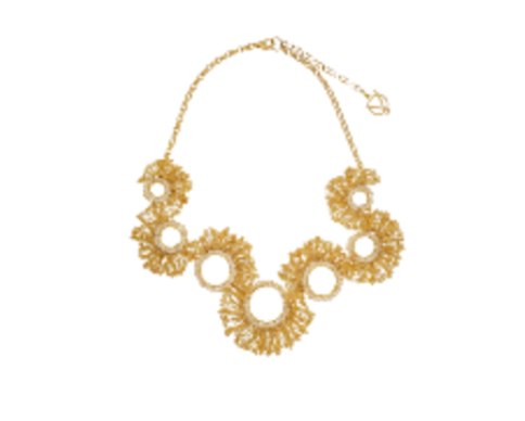 Gold-tone Statement Necklace with a Spiral Circular Design.