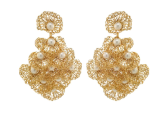 Vintage Gold Shells Mini Handmade Crochet Earrings