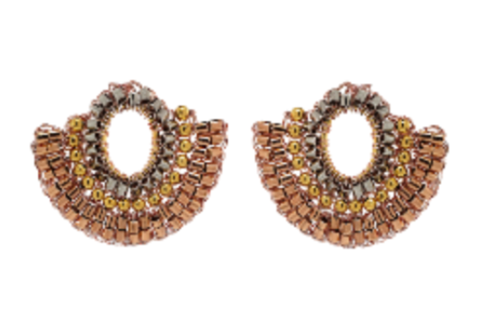 Statement Semi Circle Hand Beaded Earrings