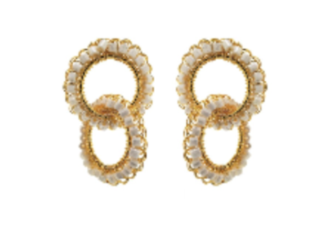 Gold-toned Drop Earrings Featuring Interlocking Rings