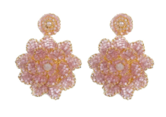 Mauve & Gold Blossom Handmade Earrings